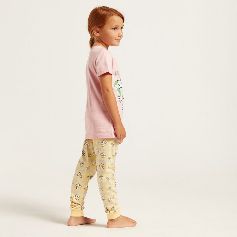 Minnie Mouse Print T-shirt and Pyjama Set-Sleepsuits-image-4