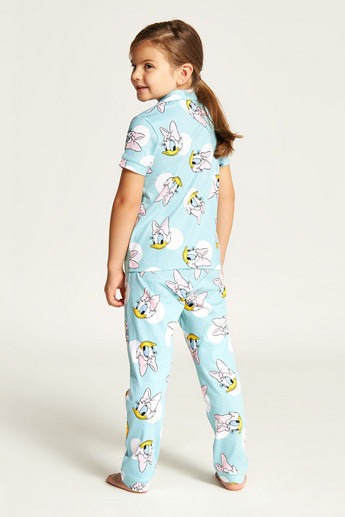 Disney Daisy Duck Print Shirt and Full Length Pyjama Set
