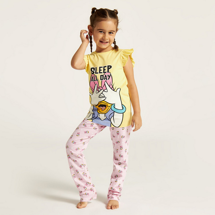 Disney Daisy Duck Print T-shirt and Printed Pyjama Set