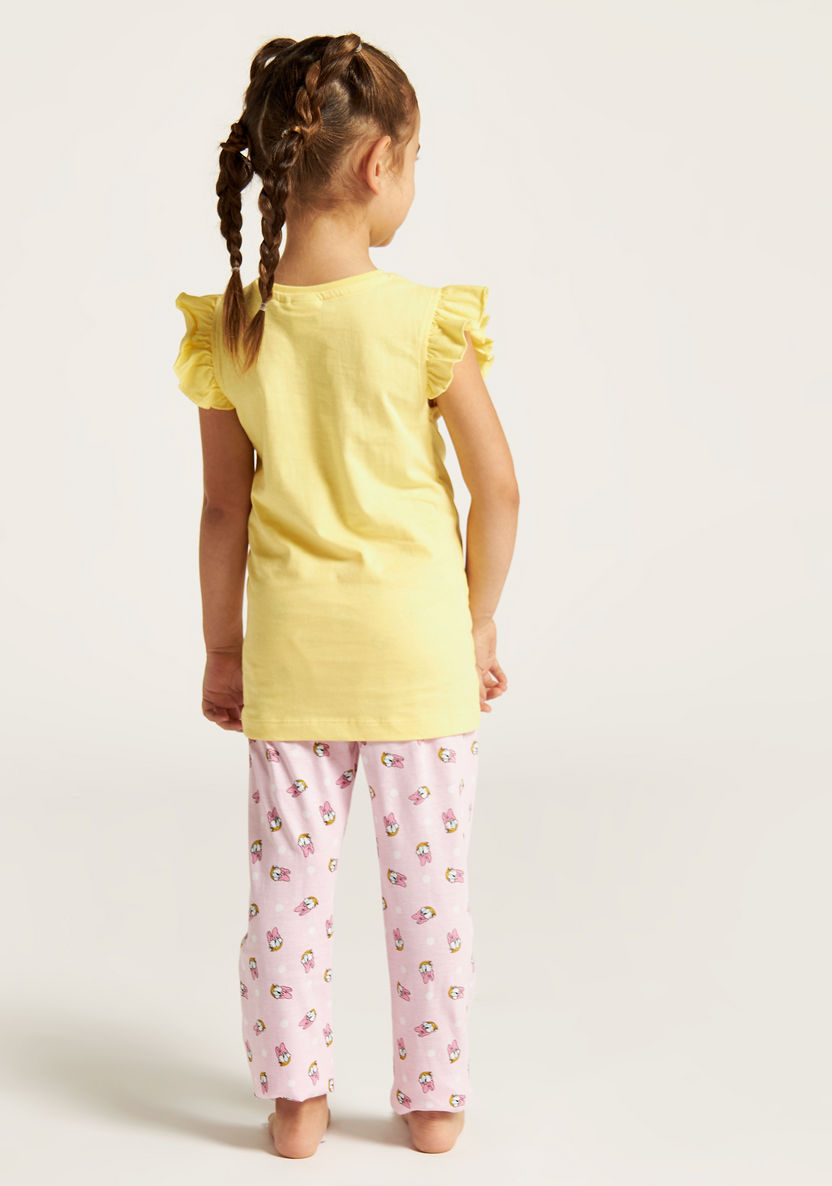 Disney Daisy Duck Print T-shirt and Printed Pyjama Set-Pyjama Sets-image-4