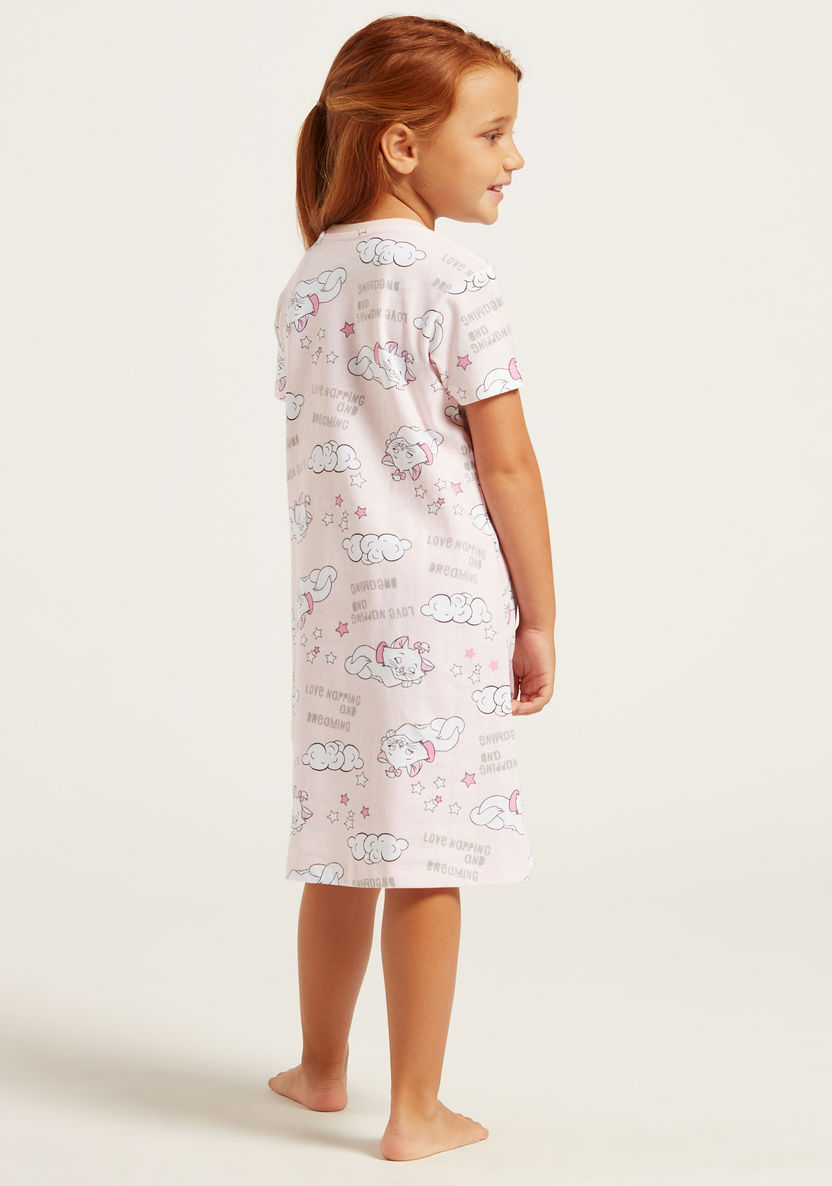 Marie Print Round Neck Night Dress - Set of 2-Pyjama Sets-image-3