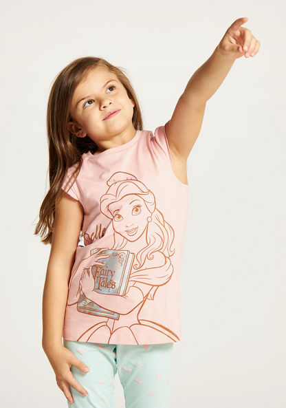 Disney Belle Print Short Sleeves T-shirt and Elasticated Pyjamas Set