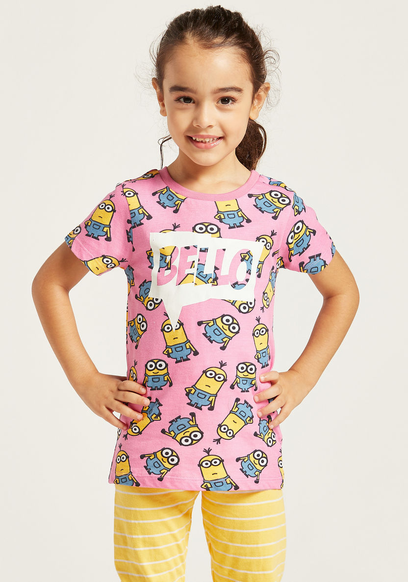 All-Over Minions Print T-shirt and Pyjama Set-Pyjama Sets-image-1