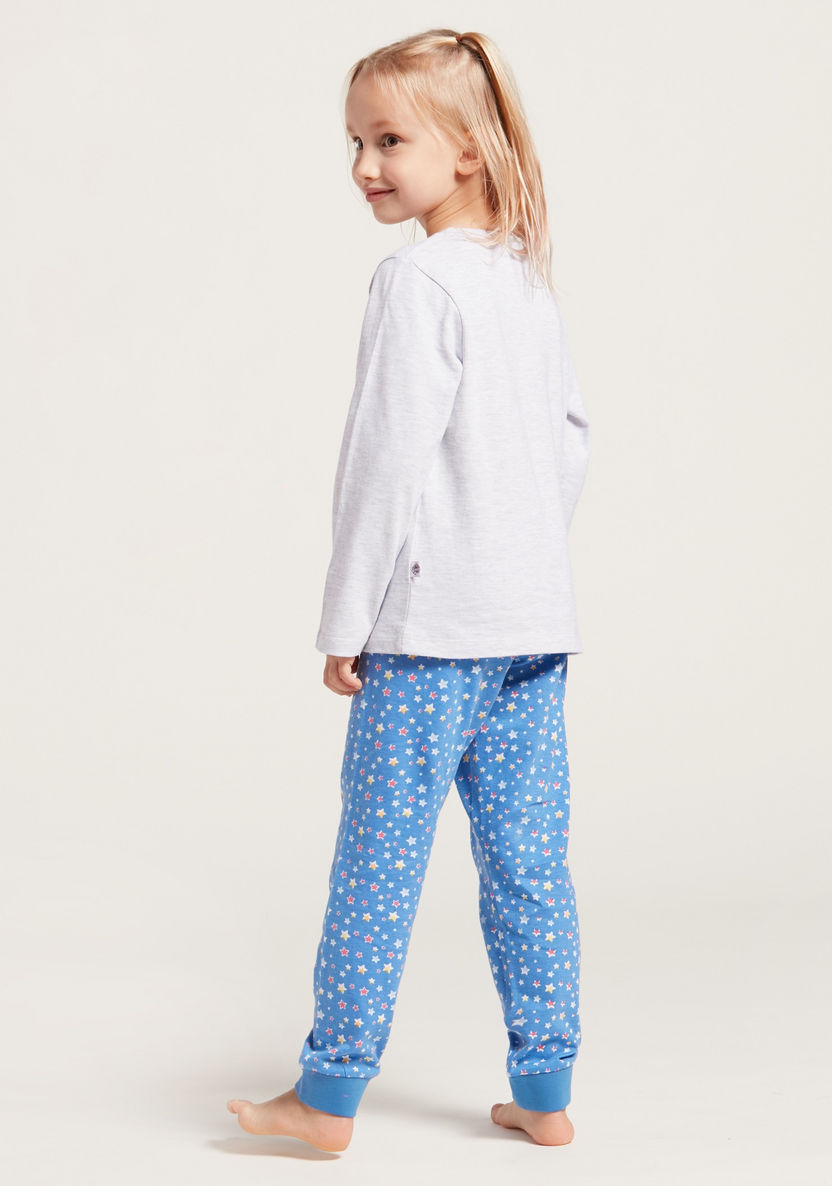 Graphic Print Long Sleeves T-shirt and Pyjama Set-Pyjama Sets-image-3