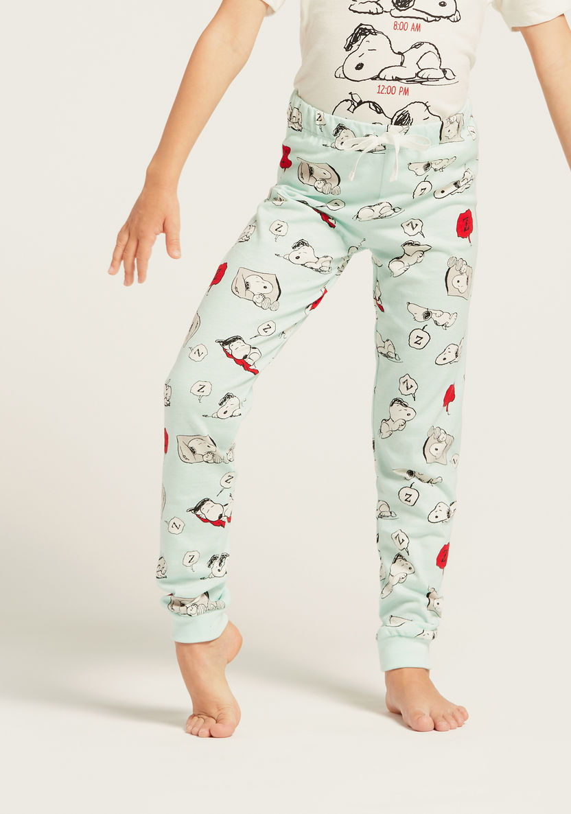 Printed Round Neck T-shirt and Full Length Pyjama Set-Pyjama Sets-image-3