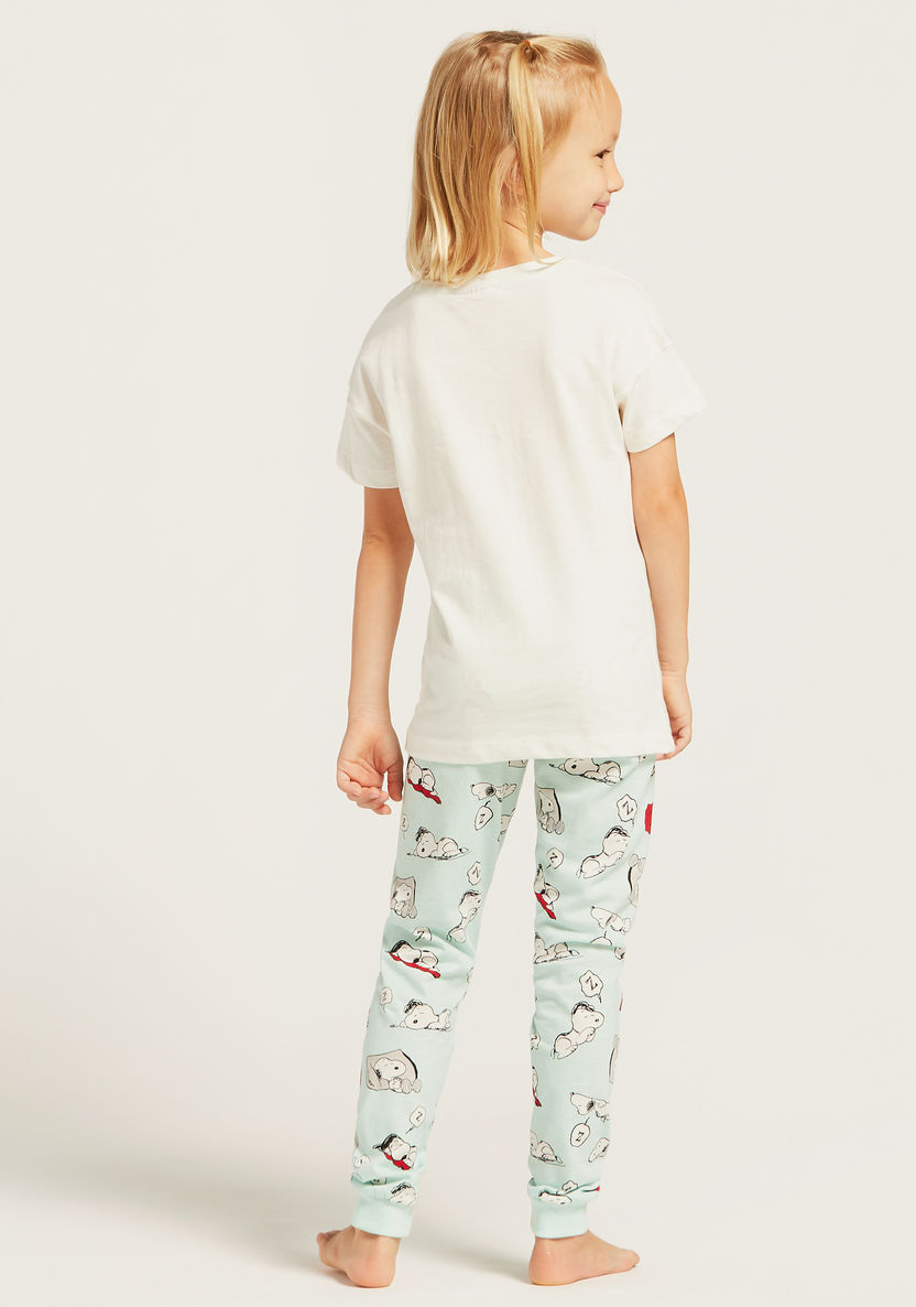 Printed Round Neck T-shirt and Full Length Pyjama Set-Pyjama Sets-image-4