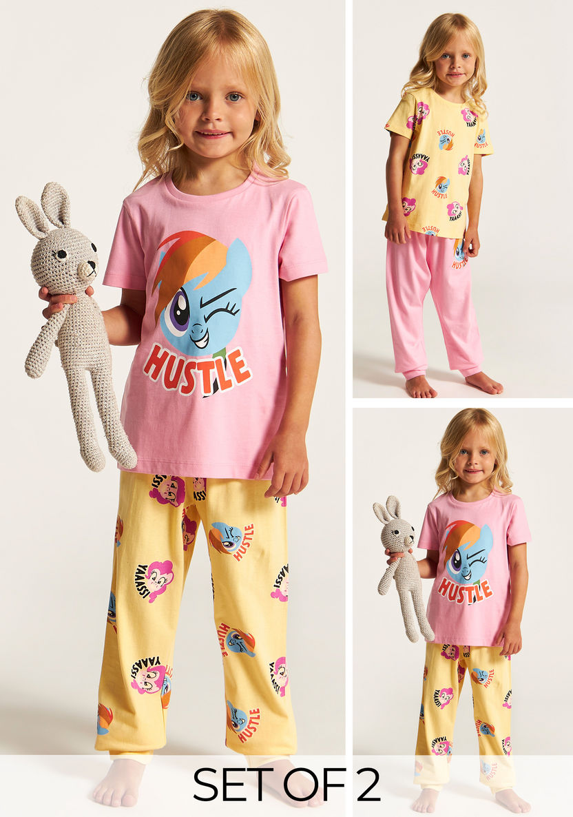 Hasbro Printed Round Neck T-shirt and Pyjama - Set of 2-Multipacks-image-0