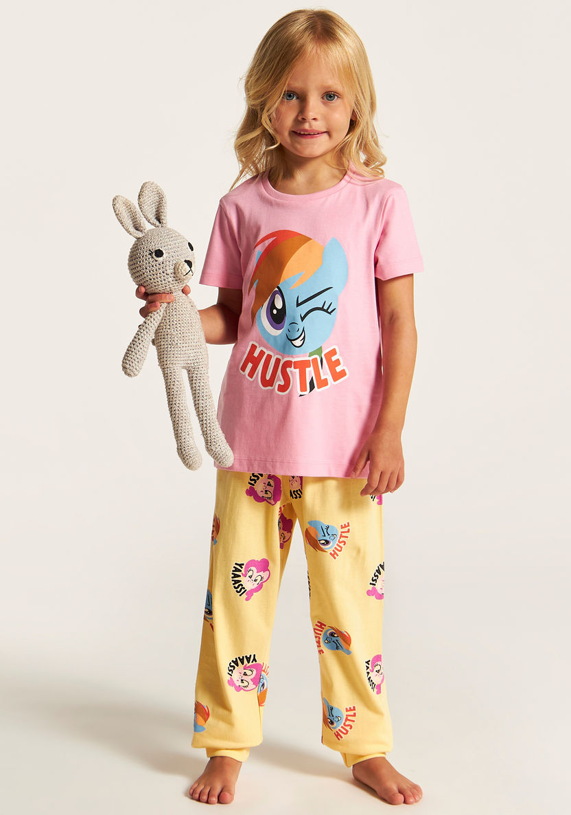 Hasbro Printed Round Neck T-shirt and Pyjama - Set of 2-Nightwear-image-1