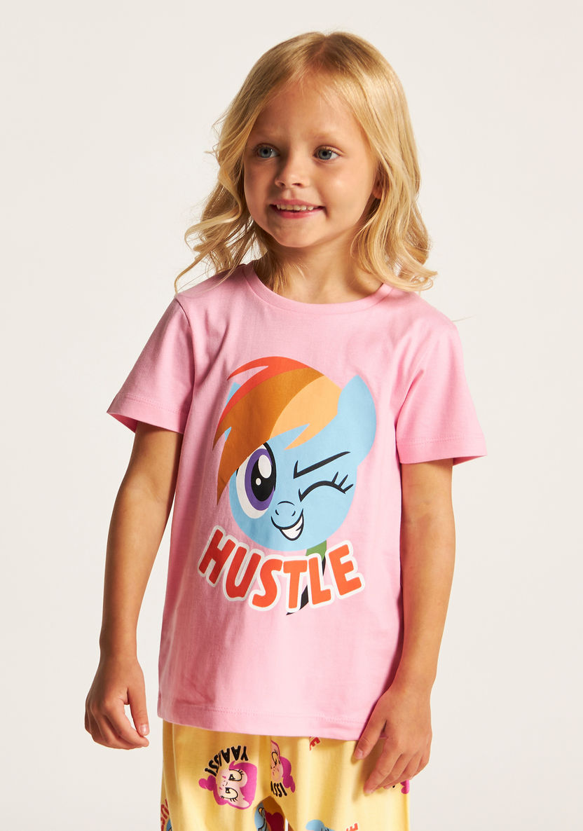 Hasbro Printed Round Neck T-shirt and Pyjama - Set of 2-Nightwear-image-2