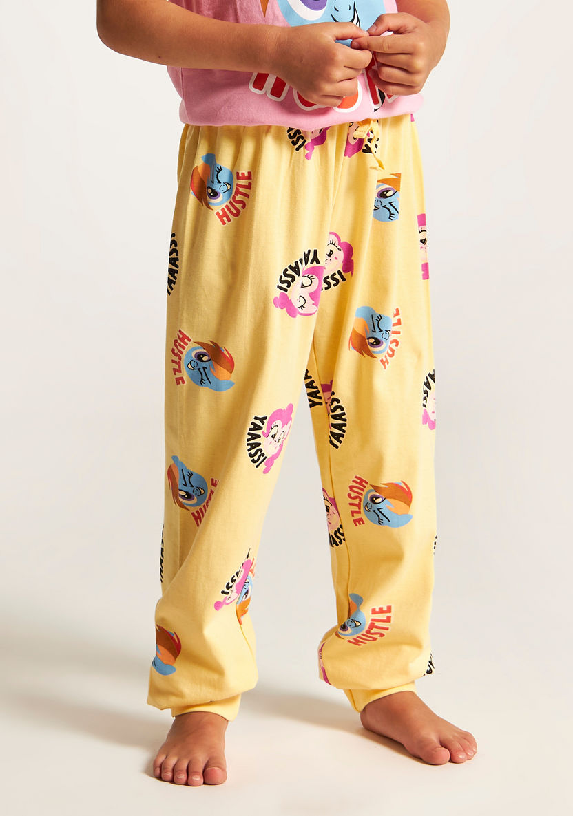 Hasbro Printed Round Neck T-shirt and Pyjama - Set of 2-Nightwear-image-3