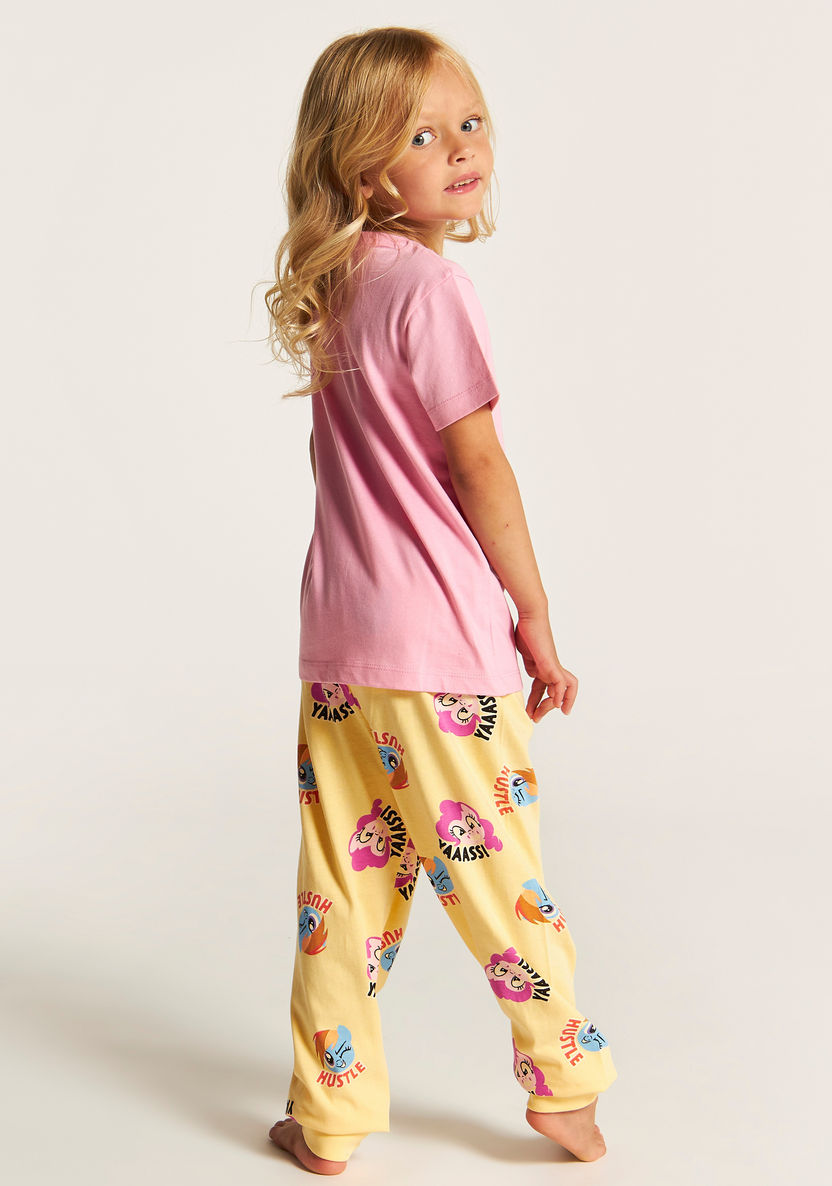 Hasbro Printed Round Neck T-shirt and Pyjama - Set of 2-Nightwear-image-4