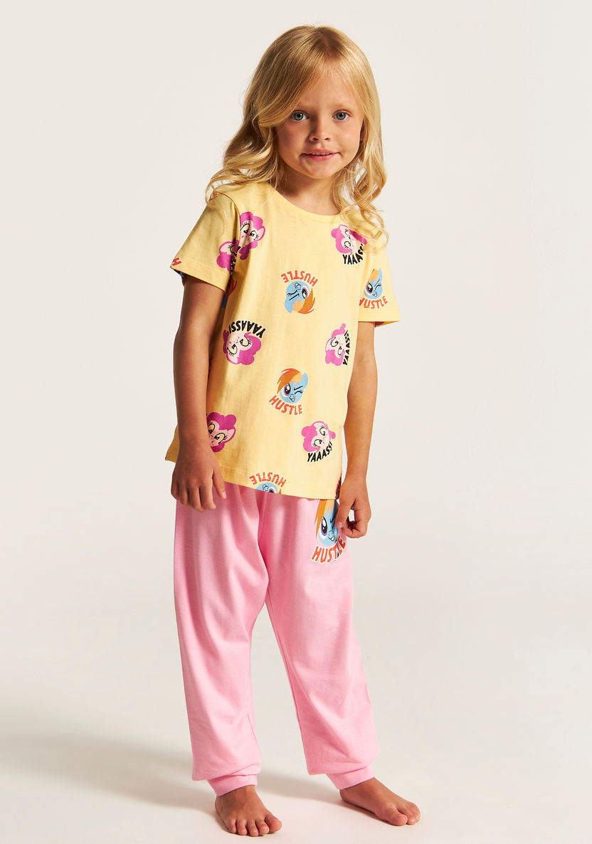 Hasbro Printed Round Neck T-shirt and Pyjama - Set of 2-Nightwear-image-5
