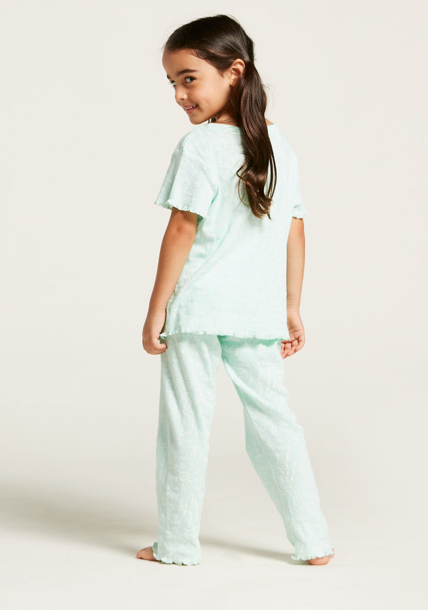 Love Earth Organic Printed T-shirt and Full Length Pyjama Set-Nightwear-image-3