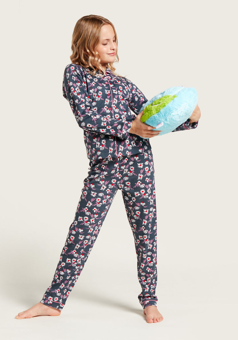 Juniors All-Over Floral Print Sleepshirt and Pyjama Set-Nightwear-image-0