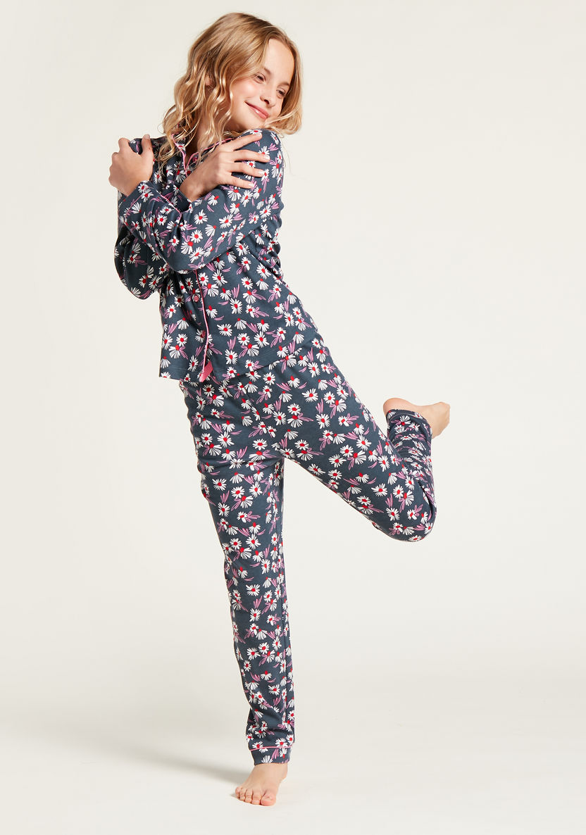 Juniors All-Over Floral Print Sleepshirt and Pyjama Set-Nightwear-image-1