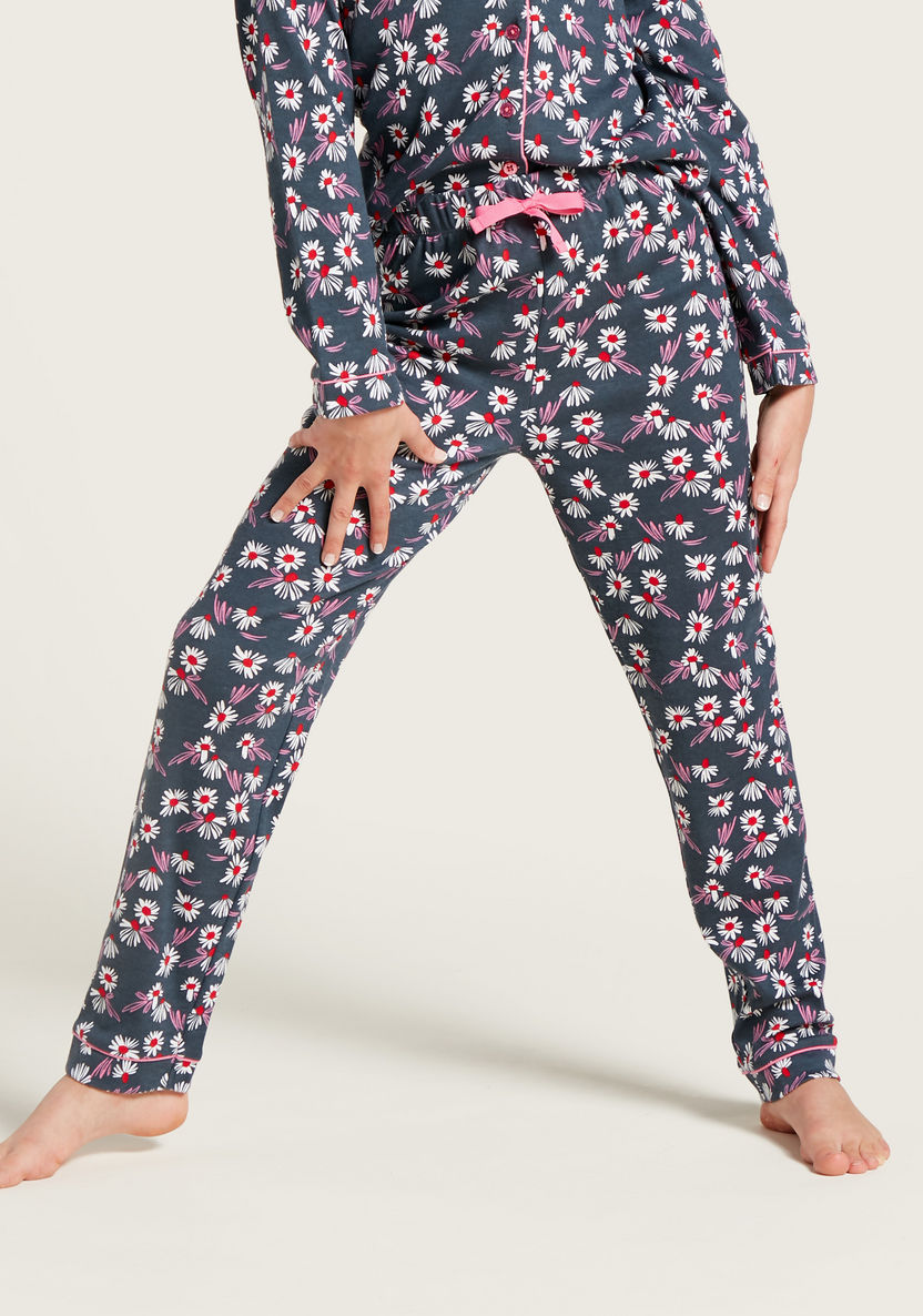 Juniors All-Over Floral Print Sleepshirt and Pyjama Set-Nightwear-image-3