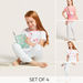 Juniors 4-Piece Graphic Print T-shirt and Pyjama Set-Nightwear-thumbnail-0