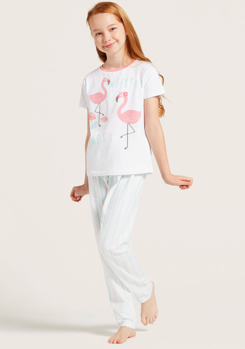 Juniors 4-Piece Graphic Print T-shirt and Pyjama Set-Nightwear-image-1