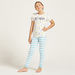 Juniors Printed Round Neck T-shirt and Full Length Pyjama Set-Nightwear-thumbnail-1