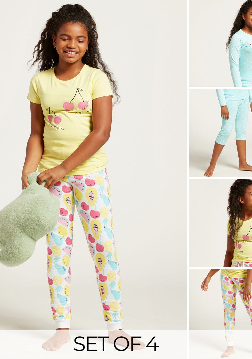 Juniors Graphic Print T-shirt and Pyjama Set - Set of 2-Nightwear-image-0