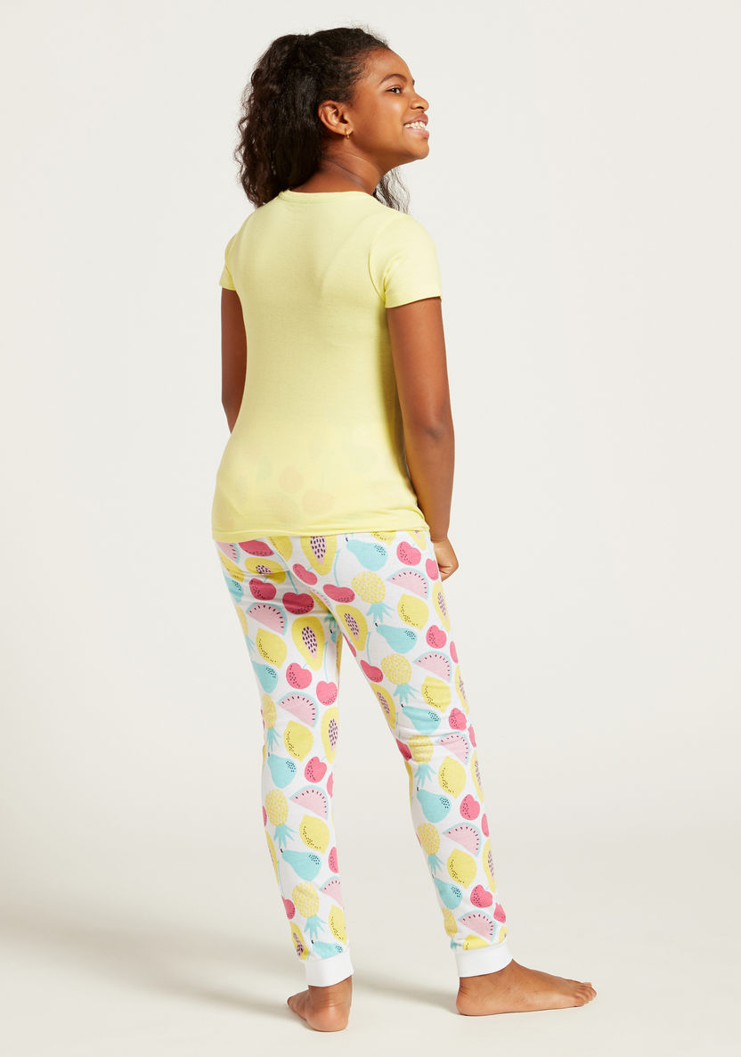 Juniors Graphic Print T-shirt and Pyjama Set - Set of 2-Nightwear-image-2