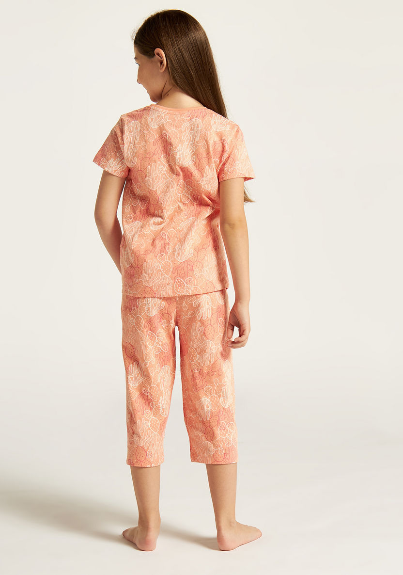 Juniors Printed Short Sleeve T-shirt and Pyjama Set - Set of 2-Nightwear-image-5