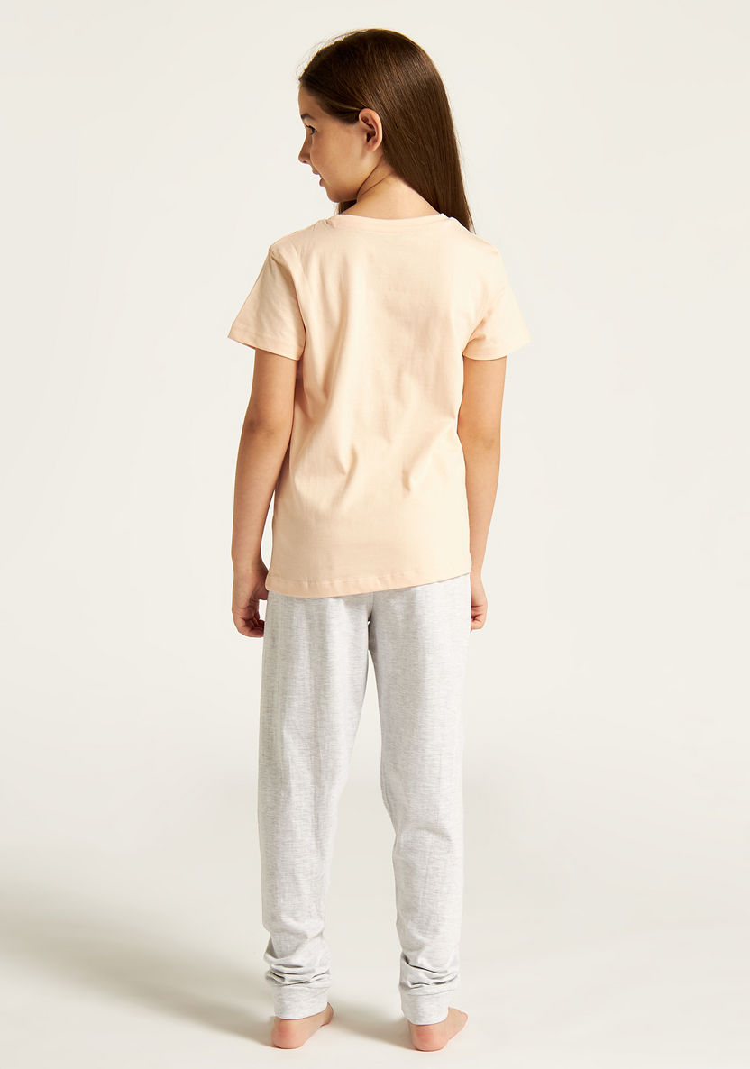 Juniors Printed Short Sleeve T-shirt and Pyjama Set - Set of 2-Nightwear-image-8