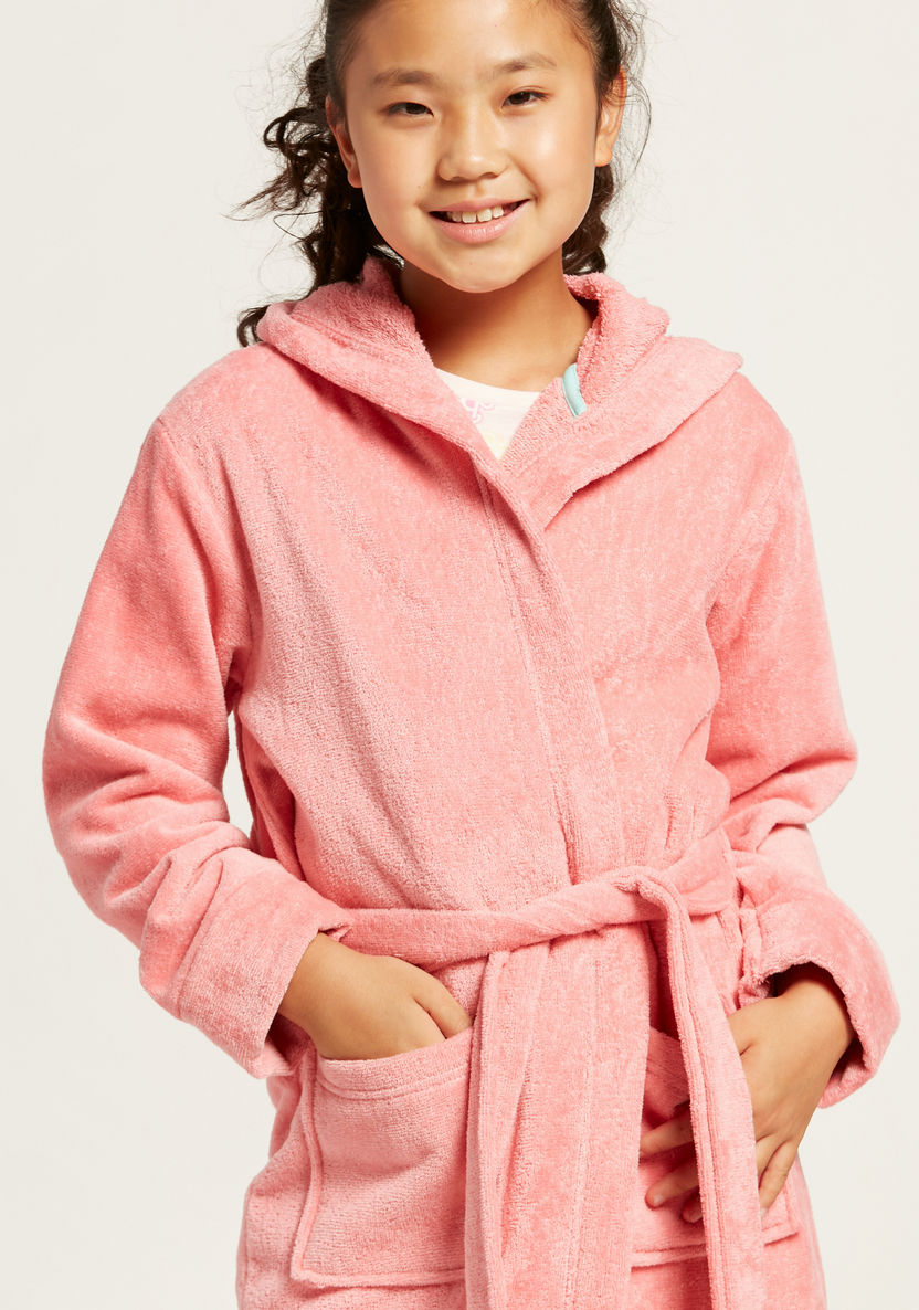 Juniors Embroidered Bathrobe with Hood and Long Sleeves-Towels and Flannels-image-2