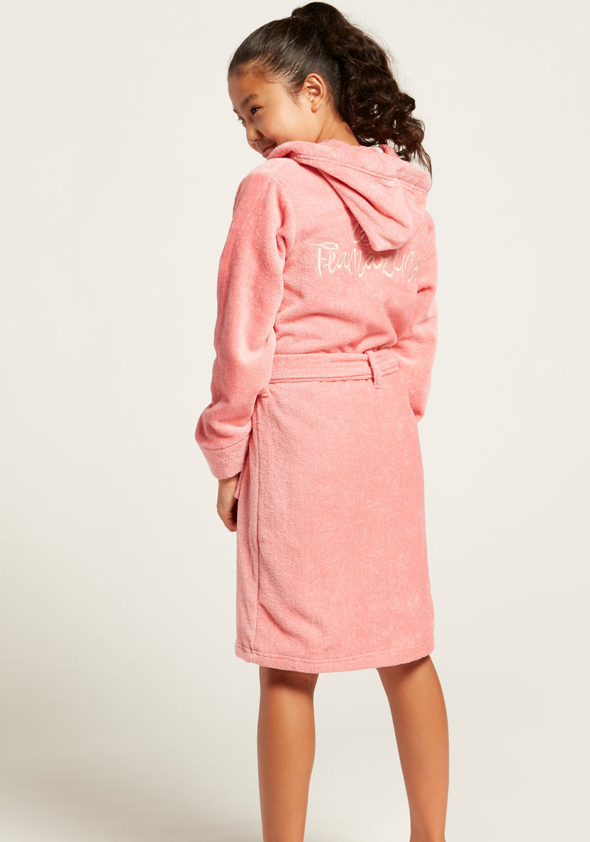 Juniors Embroidered Bathrobe with Hood and Long Sleeves-Towels and Flannels-image-4