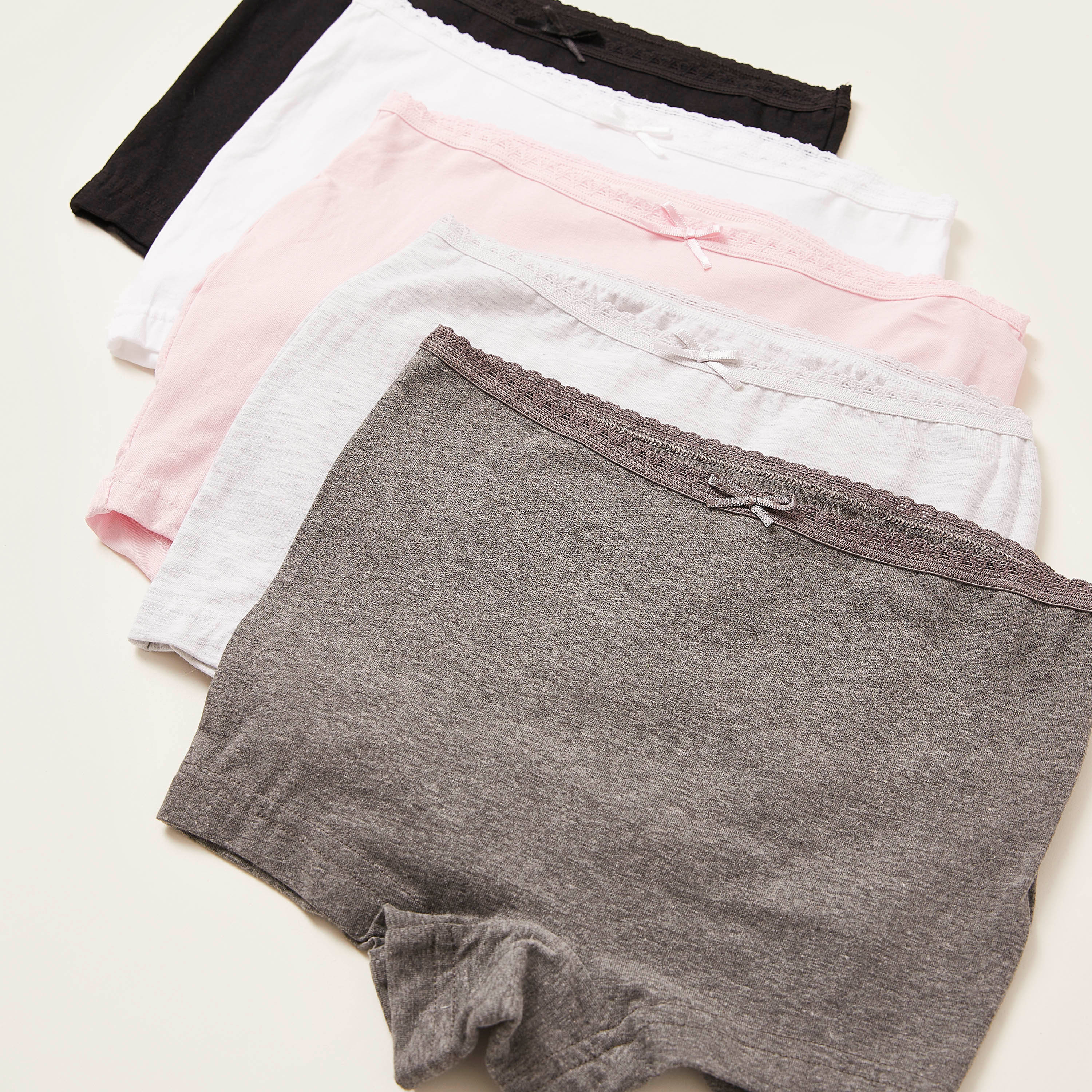 شورتات داخلية سادة بخصر مطّاطي من جونيورز - طقم من 5 قطع-girls-clothing-multipacks-image-2