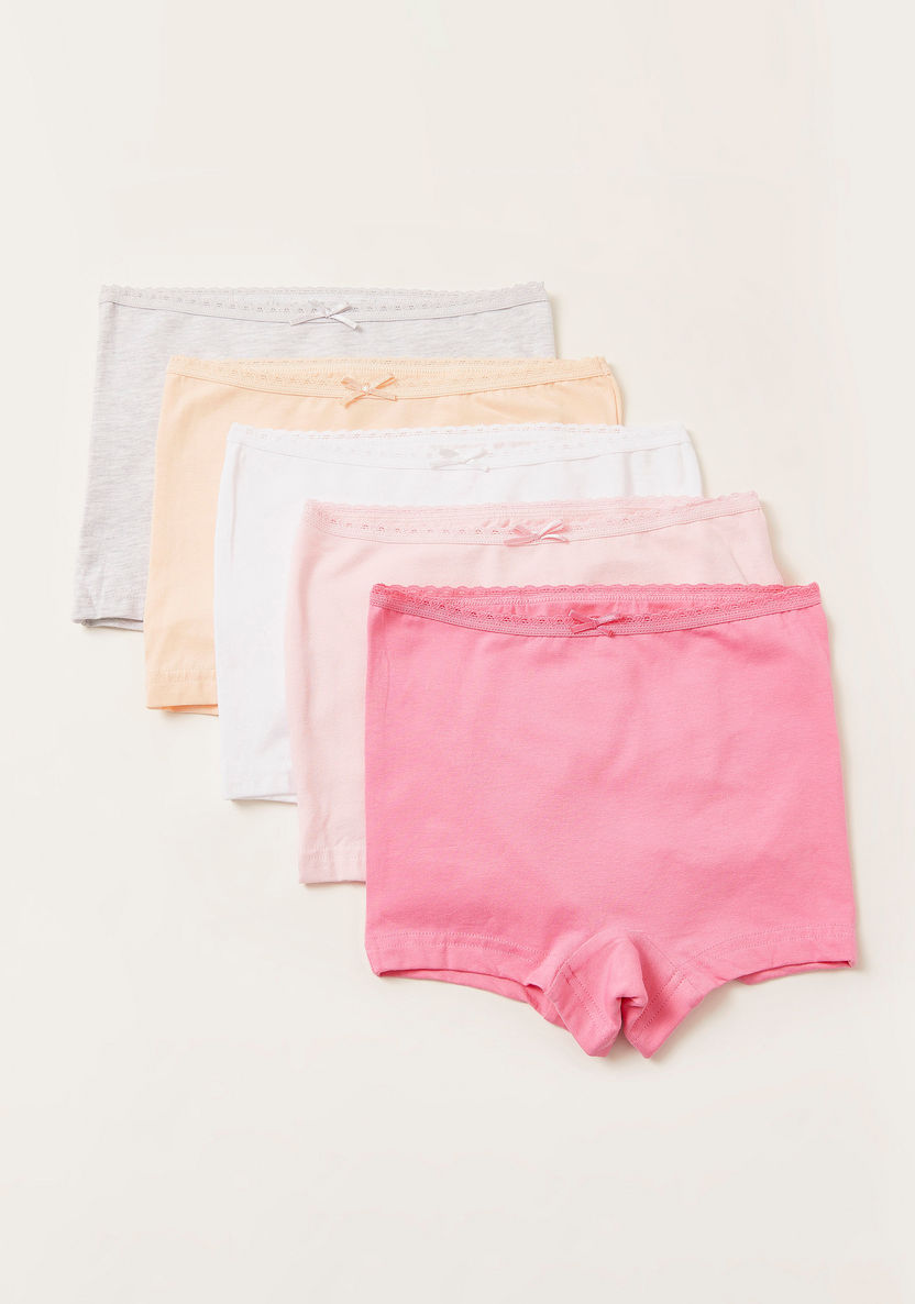 Juniors Solid Boxers with Elasticised Waistband - Set of 5-Panties-image-0