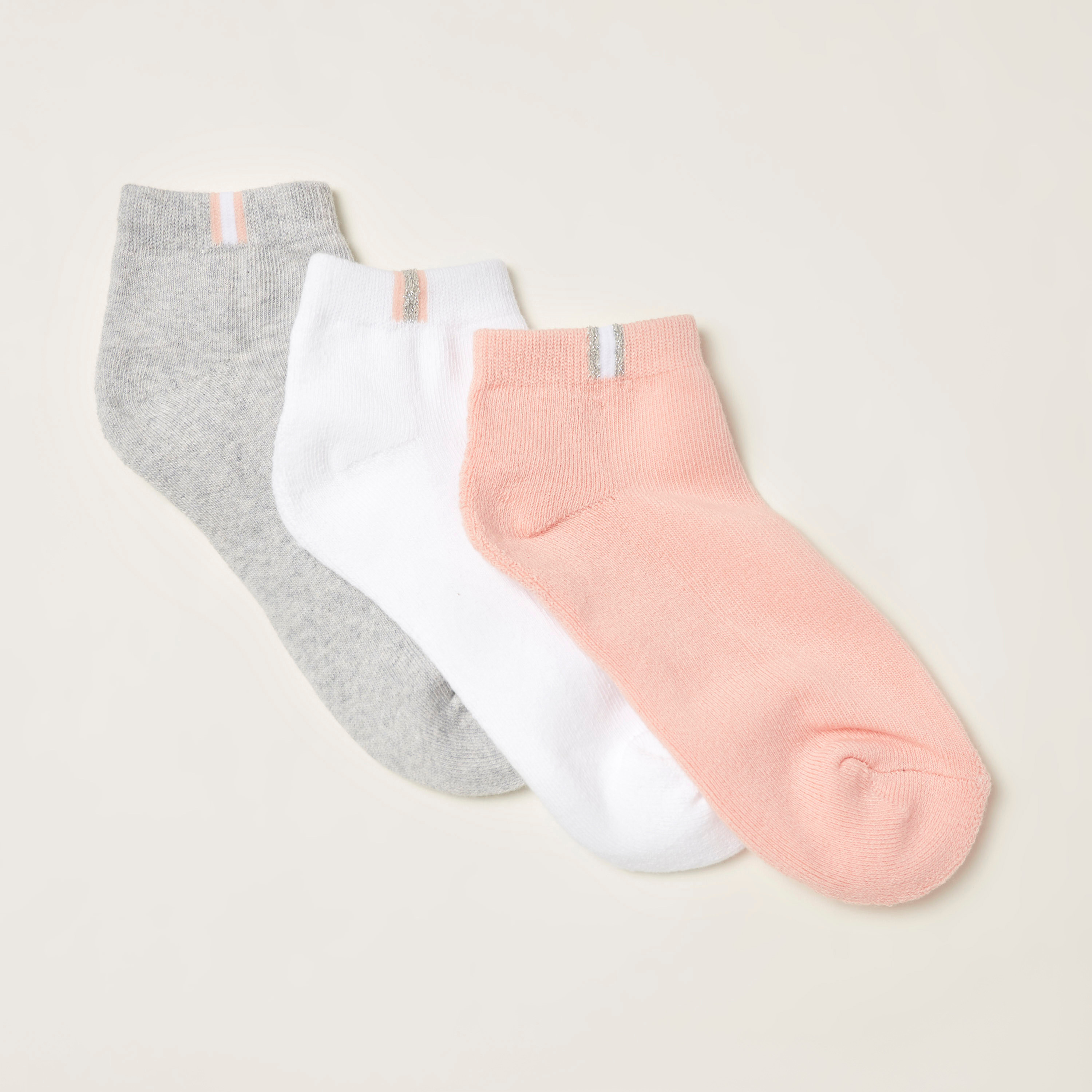 Juniors Solid Ankle Length Socks - Set of 3-girls-accessories-socks-image-2