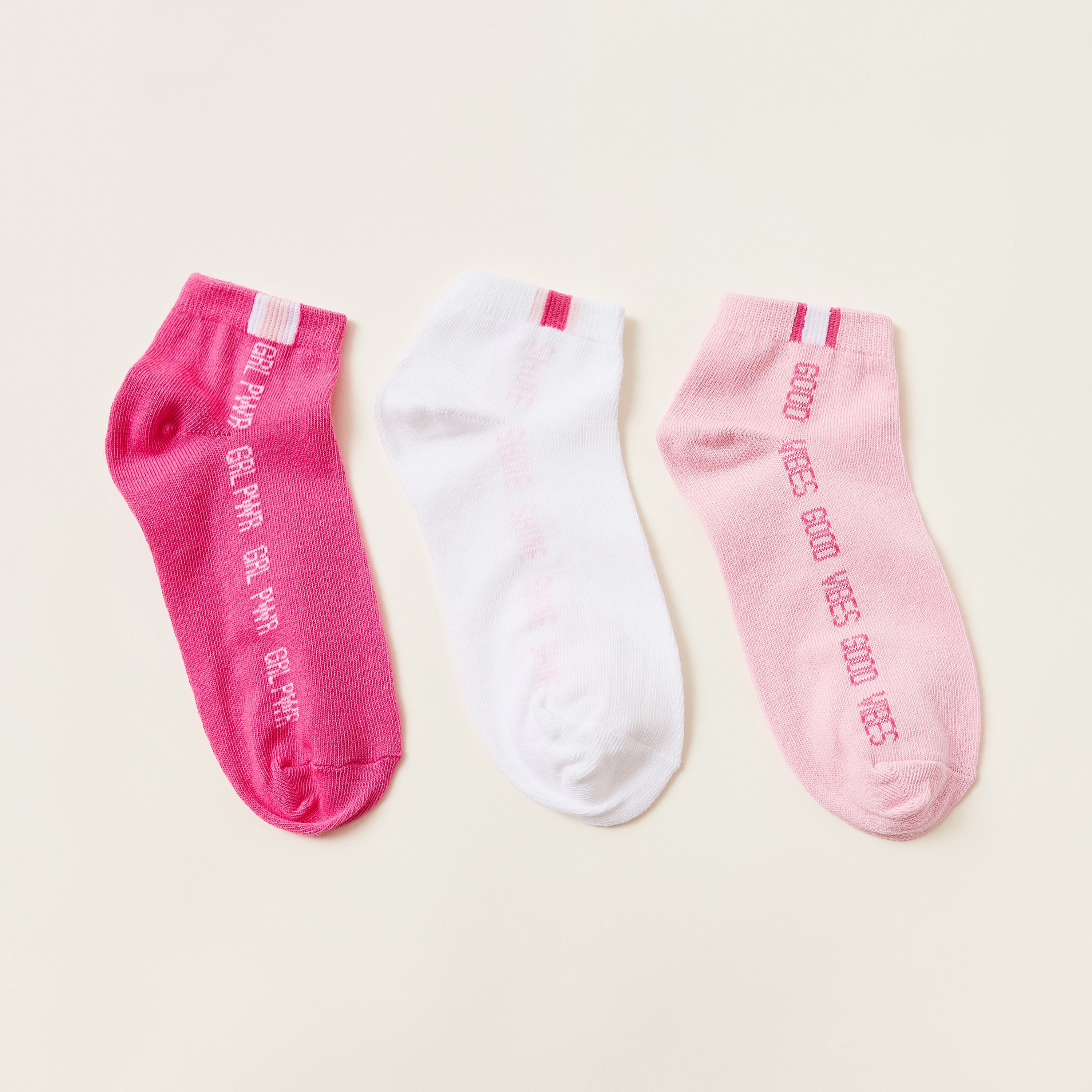 Juniors Printed Ankle-Length Socks - Set of 3-girls-accessories-socks-image-1