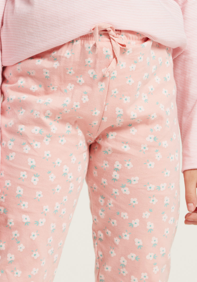 Juniors Printed Long Sleeves T-shirt and Pyjama Set-Nightwear-image-3