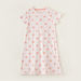 Juniors Polka Dot Print Round Neck Night Dress with Short Sleeves-Nightwear-thumbnail-0
