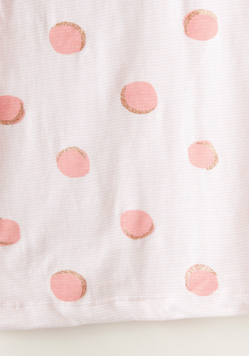 Juniors Polka Dot Print Round Neck Night Dress with Short Sleeves-Nightwear-image-2