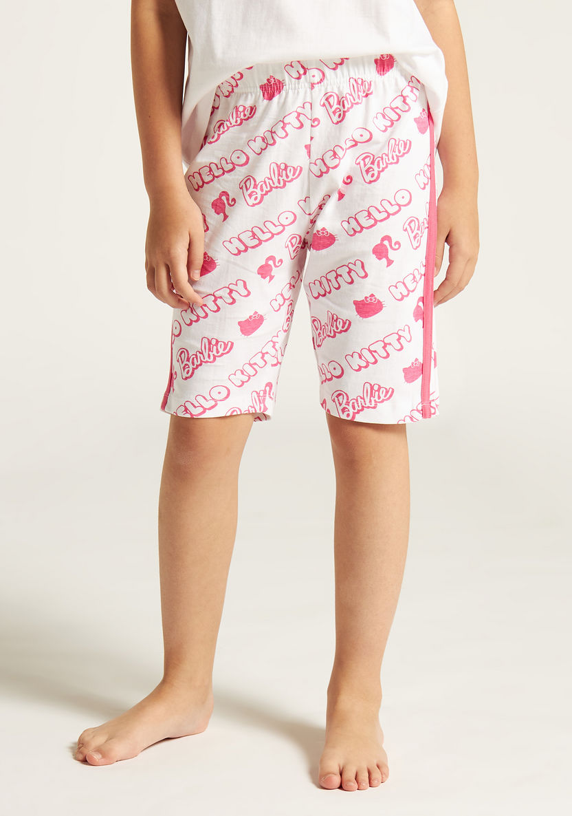 Sanrio Hello Kitty Print T-shirt and Shorts Set-Nightwear-image-3