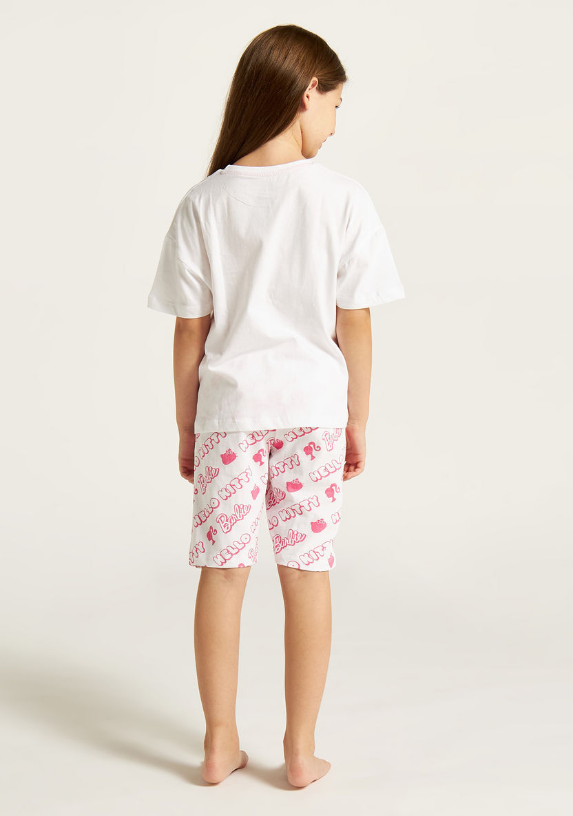 Sanrio Hello Kitty Print T-shirt and Shorts Set-Nightwear-image-4