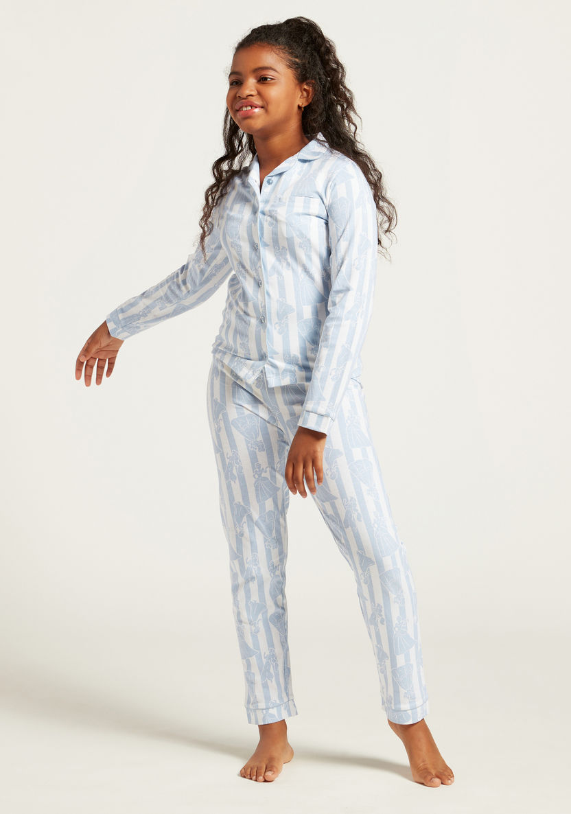 Disney Princess Printed Long Sleeves Shirt and Pyjama Set-Nightwear-image-1