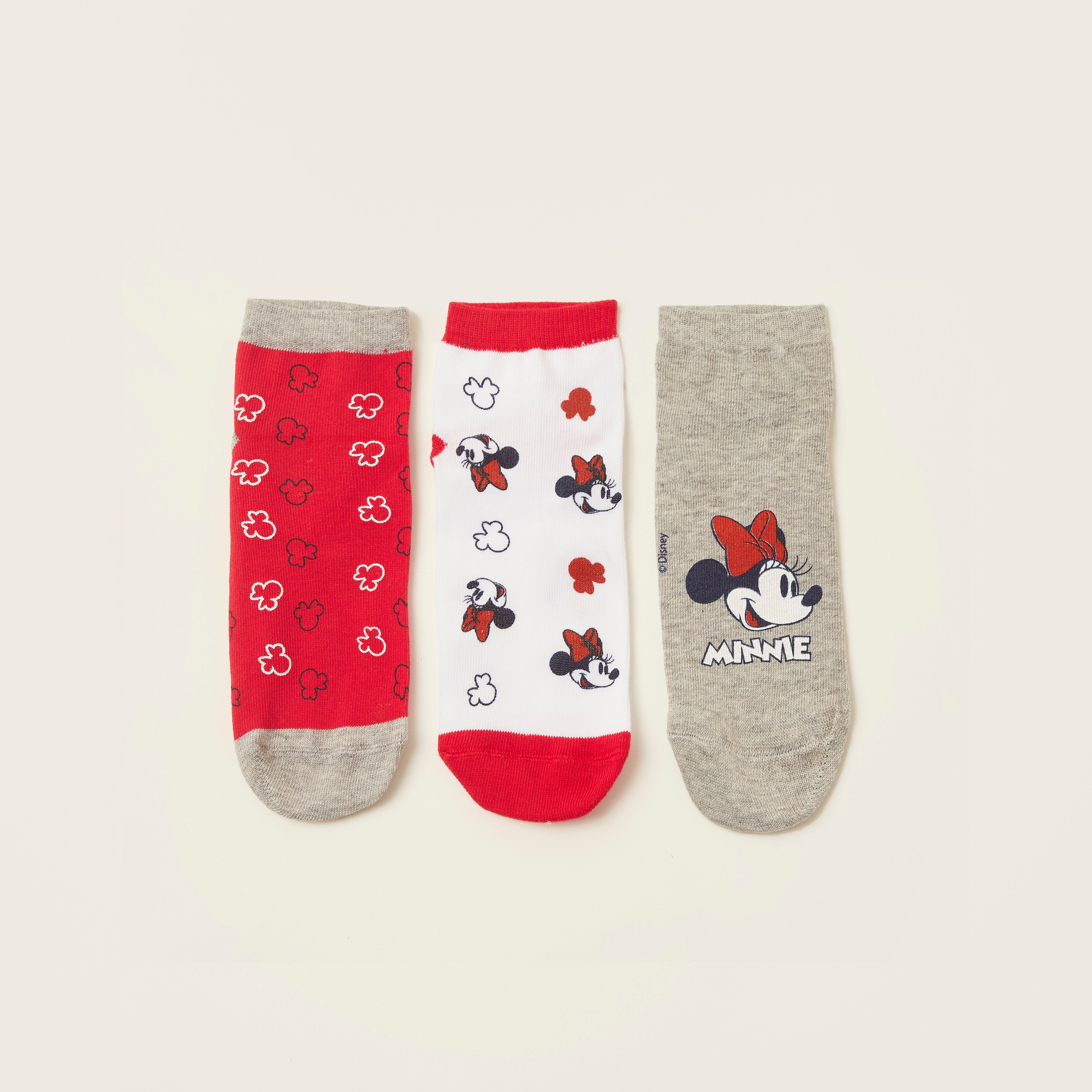 Disney Mickey Mouse Print Ankle Length Socks - Set of 3-girls-clothing-multipacks-image-1