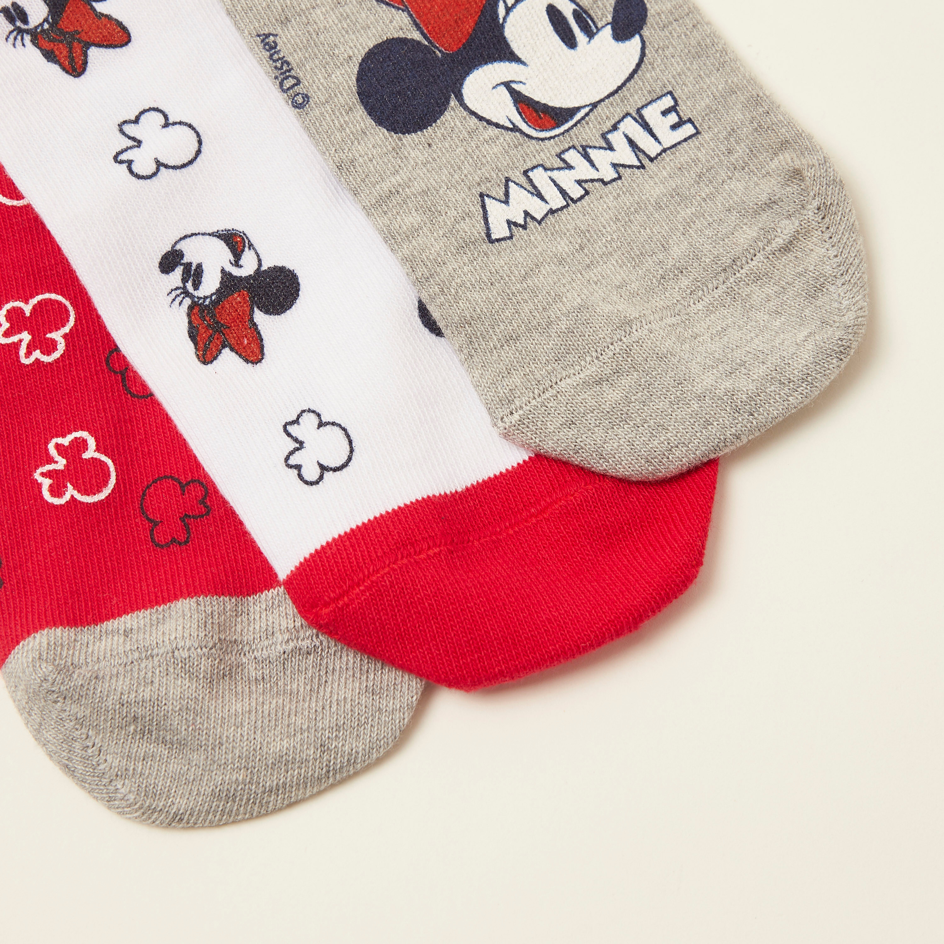 Disney Mickey Mouse Print Ankle Length Socks - Set of 3-girls-clothing-multipacks-image-4