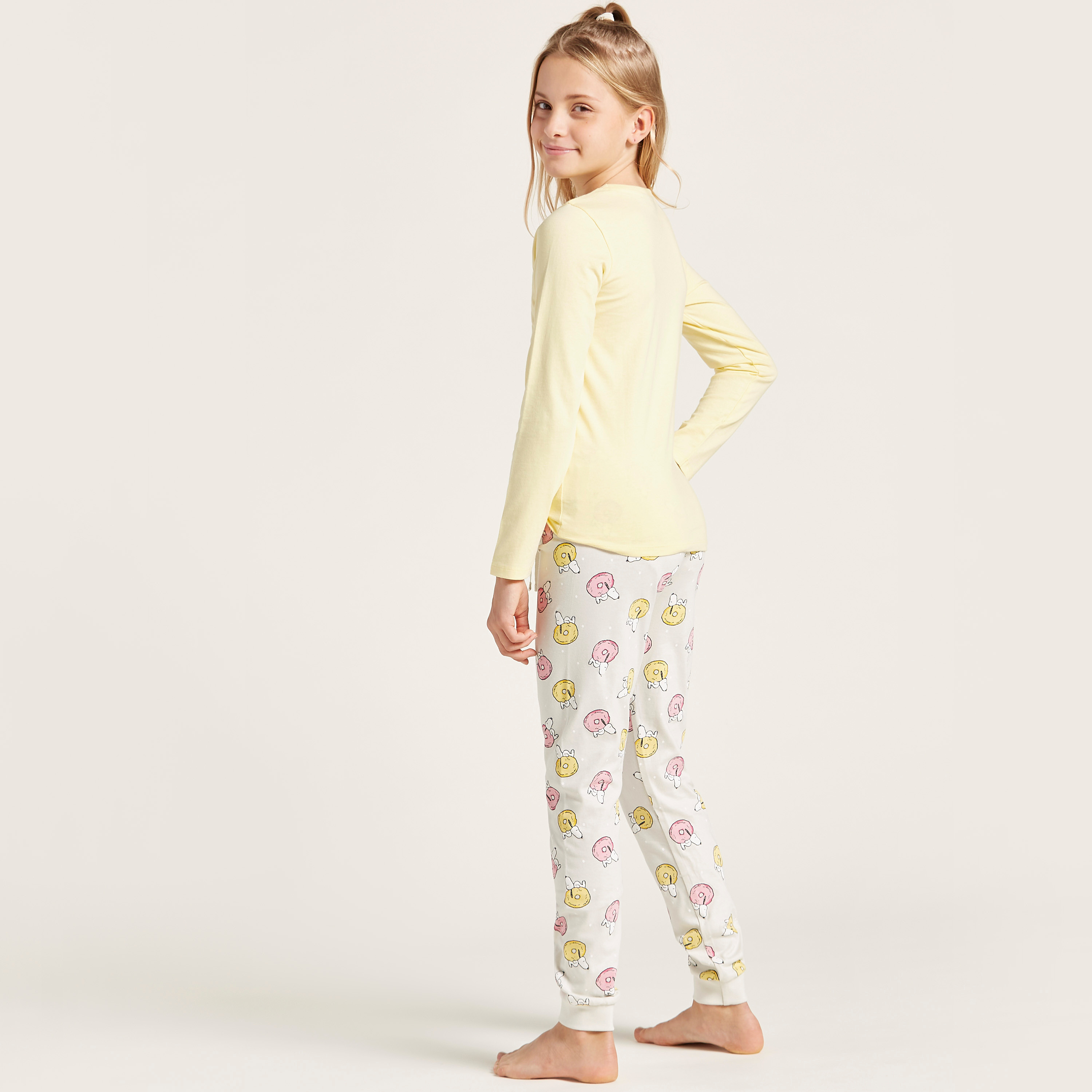 Snoopy Graphic Print T-shirt and Pyjama Set-girls-clothing-nightwear-image-4