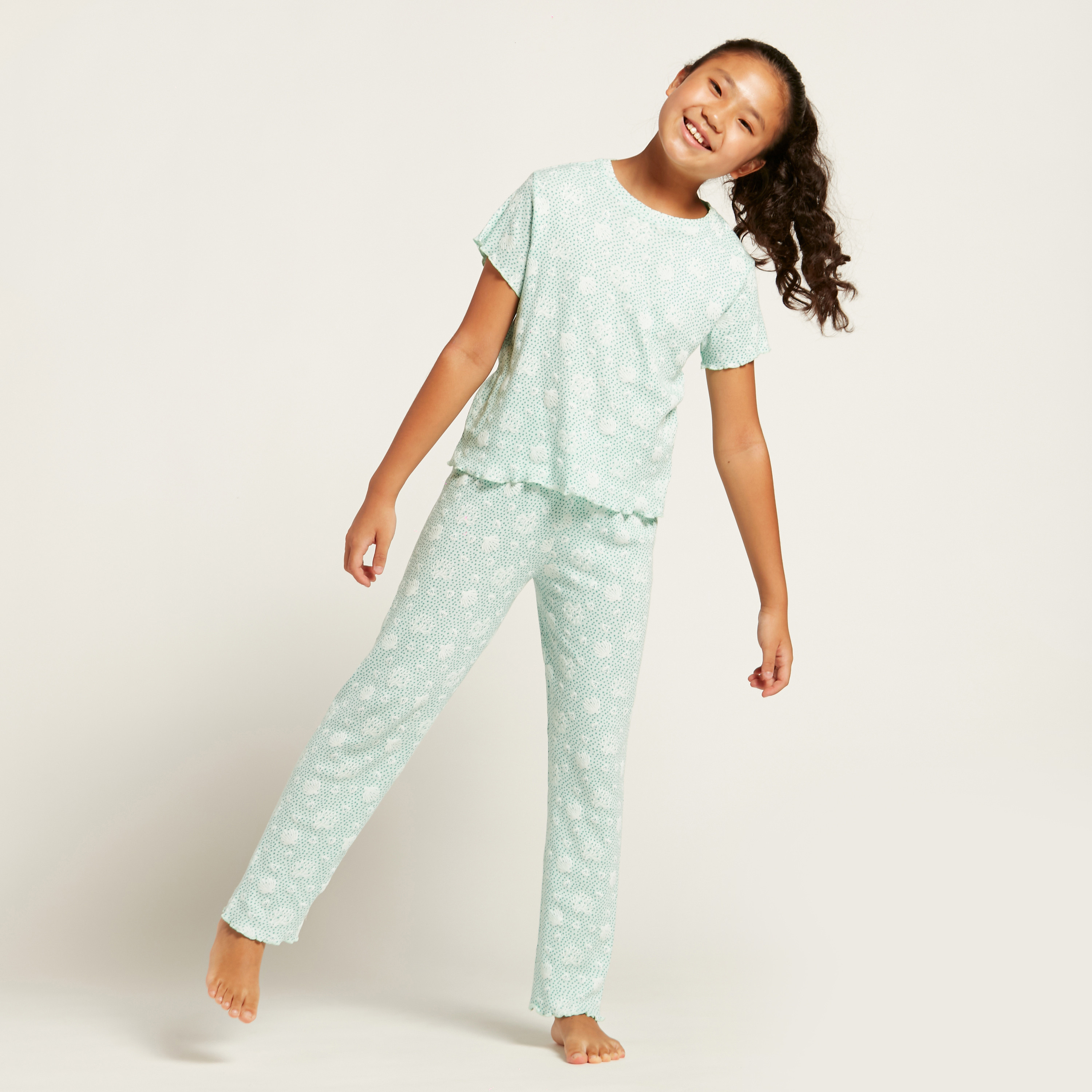 Love Earth Organic Printed Short Sleeves T-shirt and Pyjama Set-girls-clothing-nightwear-image-1
