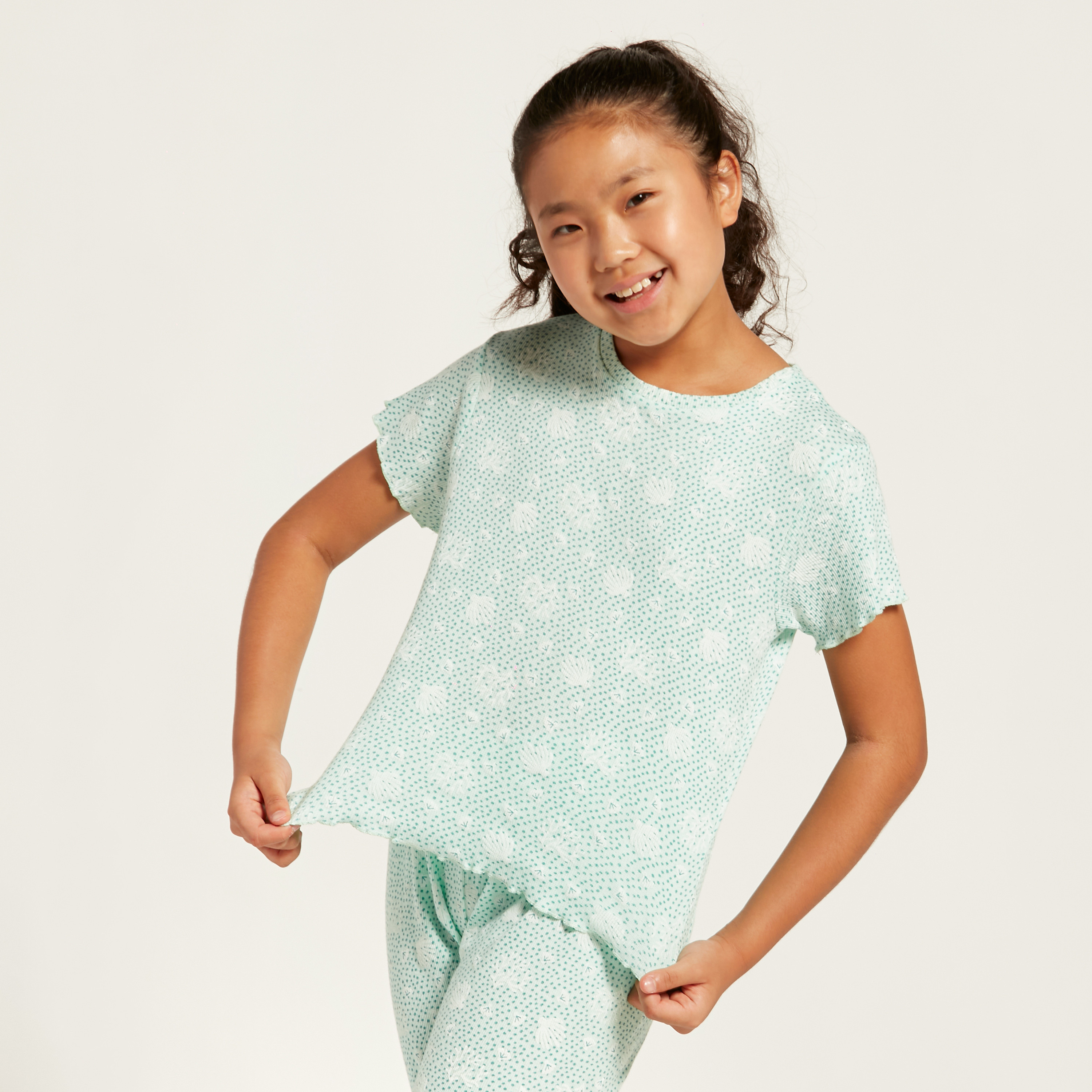 Love Earth Organic Printed Short Sleeves T-shirt and Pyjama Set-girls-clothing-nightwear-image-2