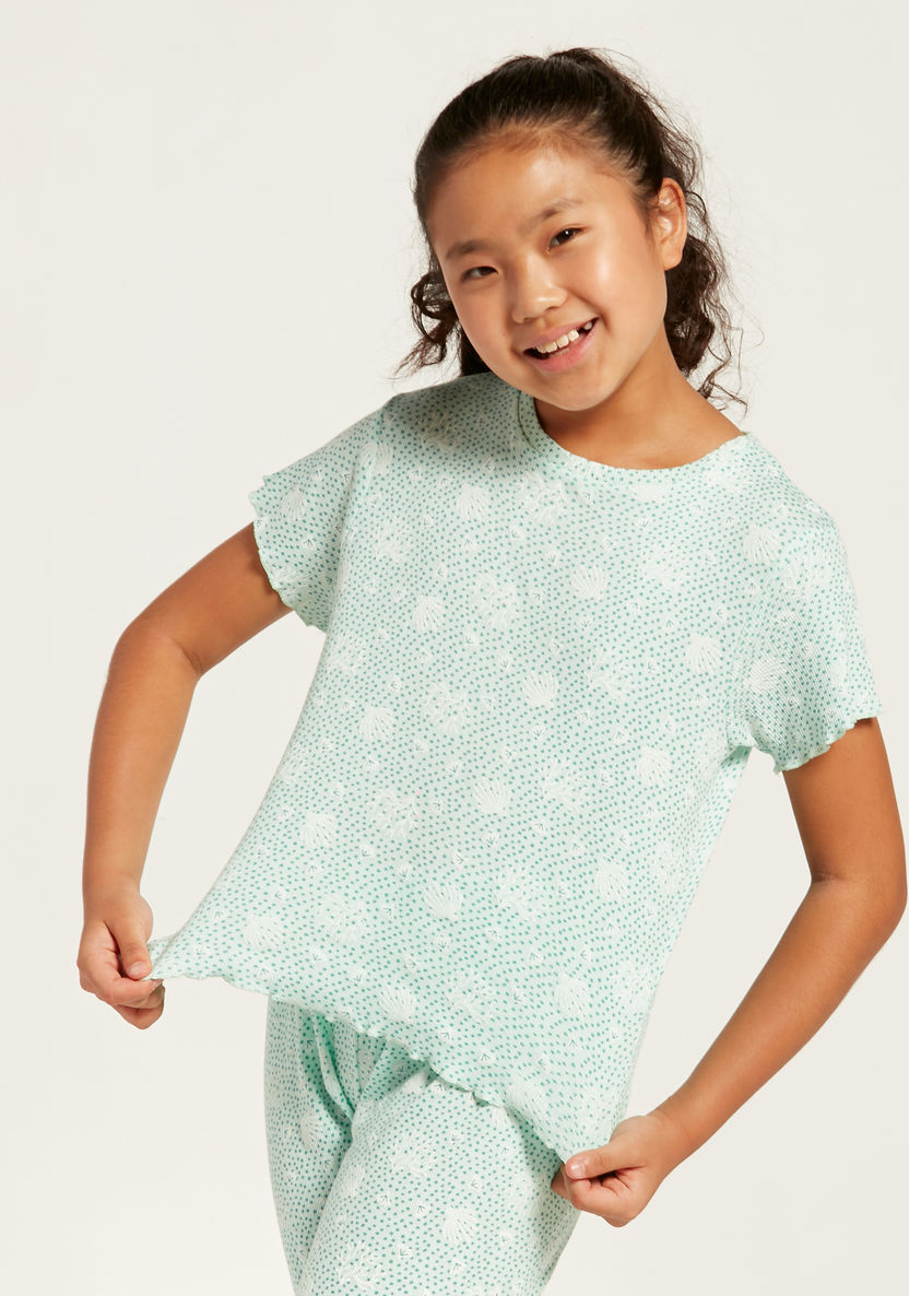 Love Earth Organic Printed Short Sleeves T-shirt and Pyjama Set-Nightwear-image-1