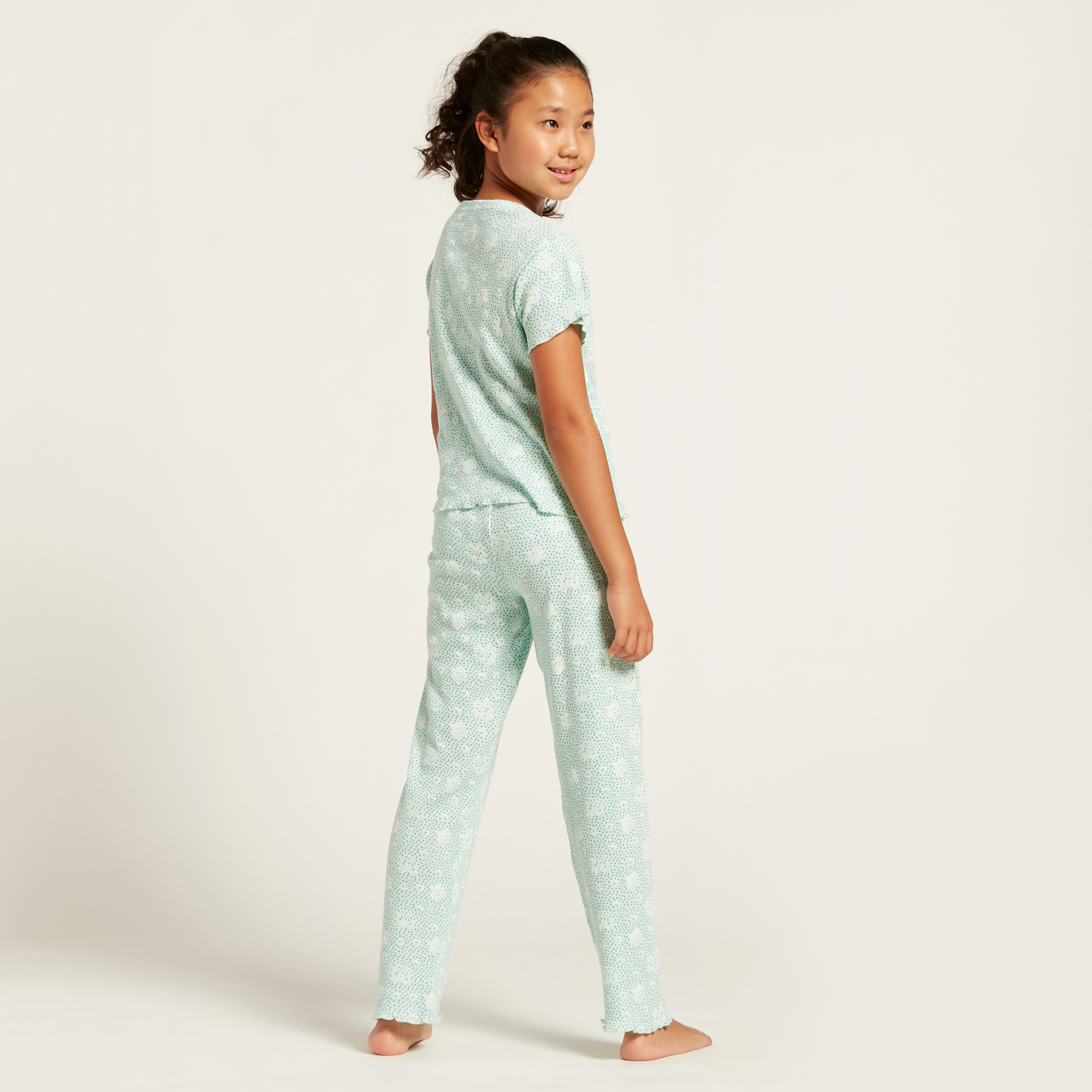 Love Earth Organic Printed Short Sleeves T-shirt and Pyjama Set-girls-clothing-nightwear-image-4