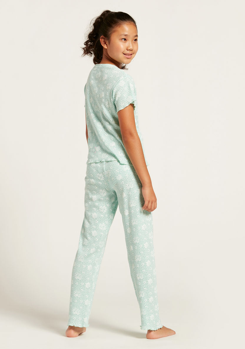 Love Earth Organic Printed Short Sleeves T-shirt and Pyjama Set-Nightwear-image-3