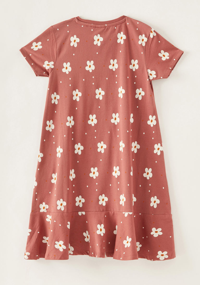 Love Earth Polka Dot Print Organic Night Dress with Short Sleeves-Nightwear-image-3