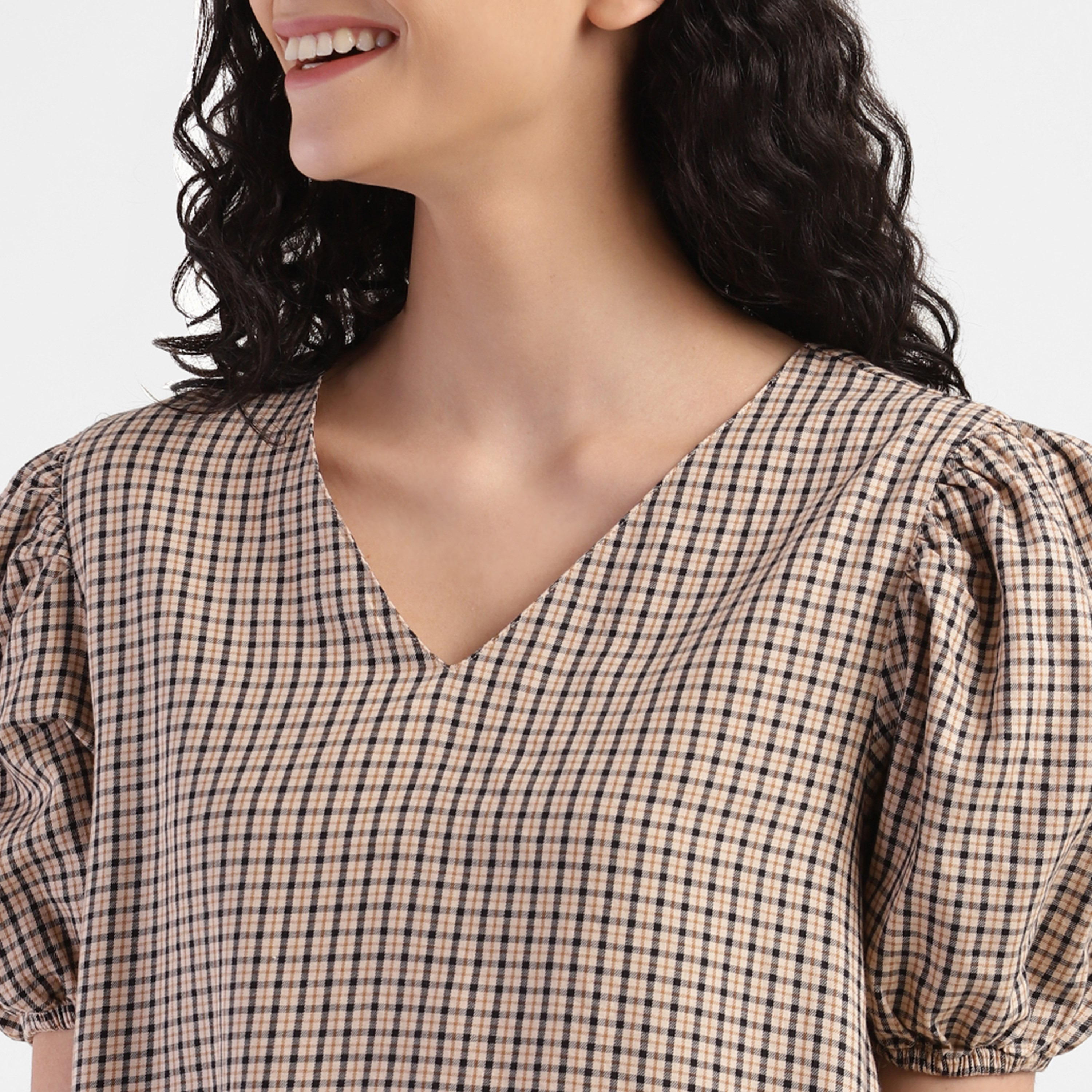 Levi's Checked V-Neck A-Line Mini Dress-women-clothing-dresses-image-3