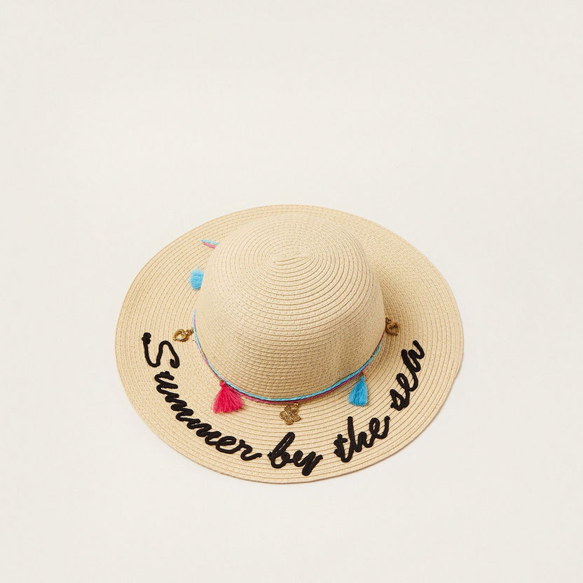 Juniors Embroidered Hat with Bow Accent-Caps-image-0